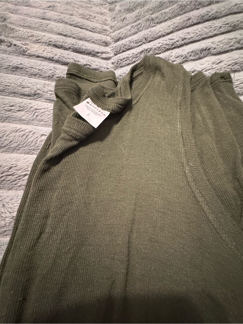 Athleta Olive Green Ribbed Tank Top